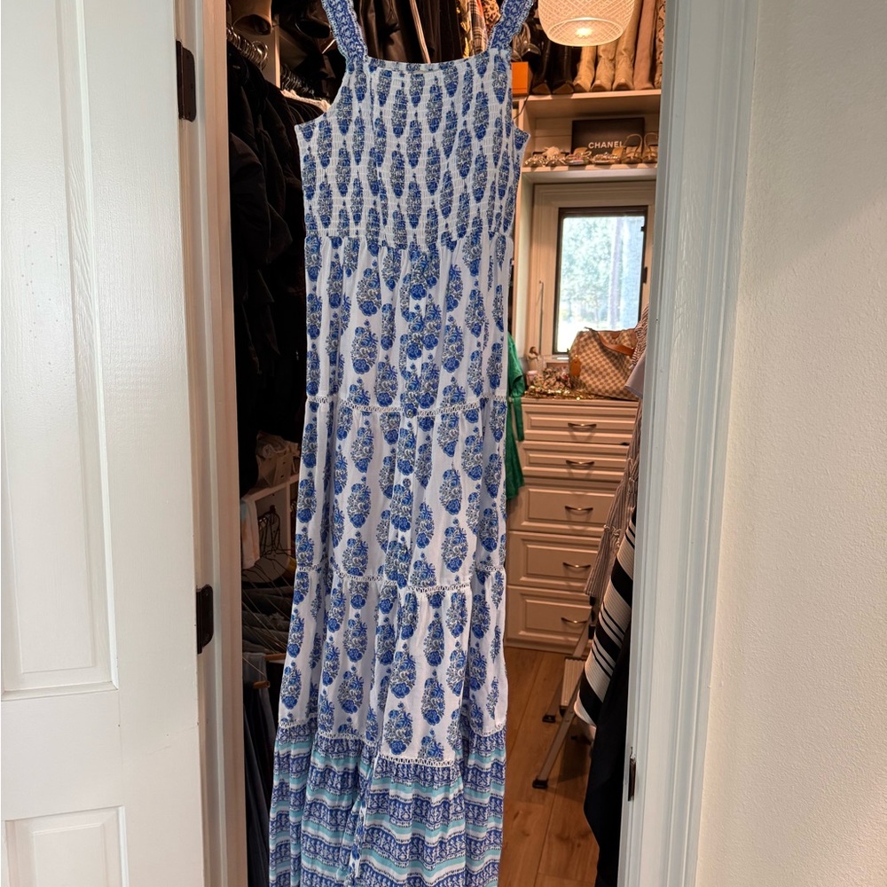 Floral Blue and White Maxi Dress
